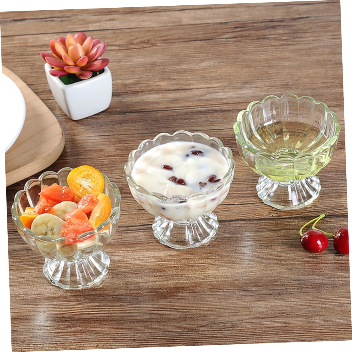 6 pezzi Bicchieri in Vetro per Dessert Trasparenti Coppette Piccole per Gelato Pudding e Frutta Design Pratico e Compatto per Uso Quotidiano