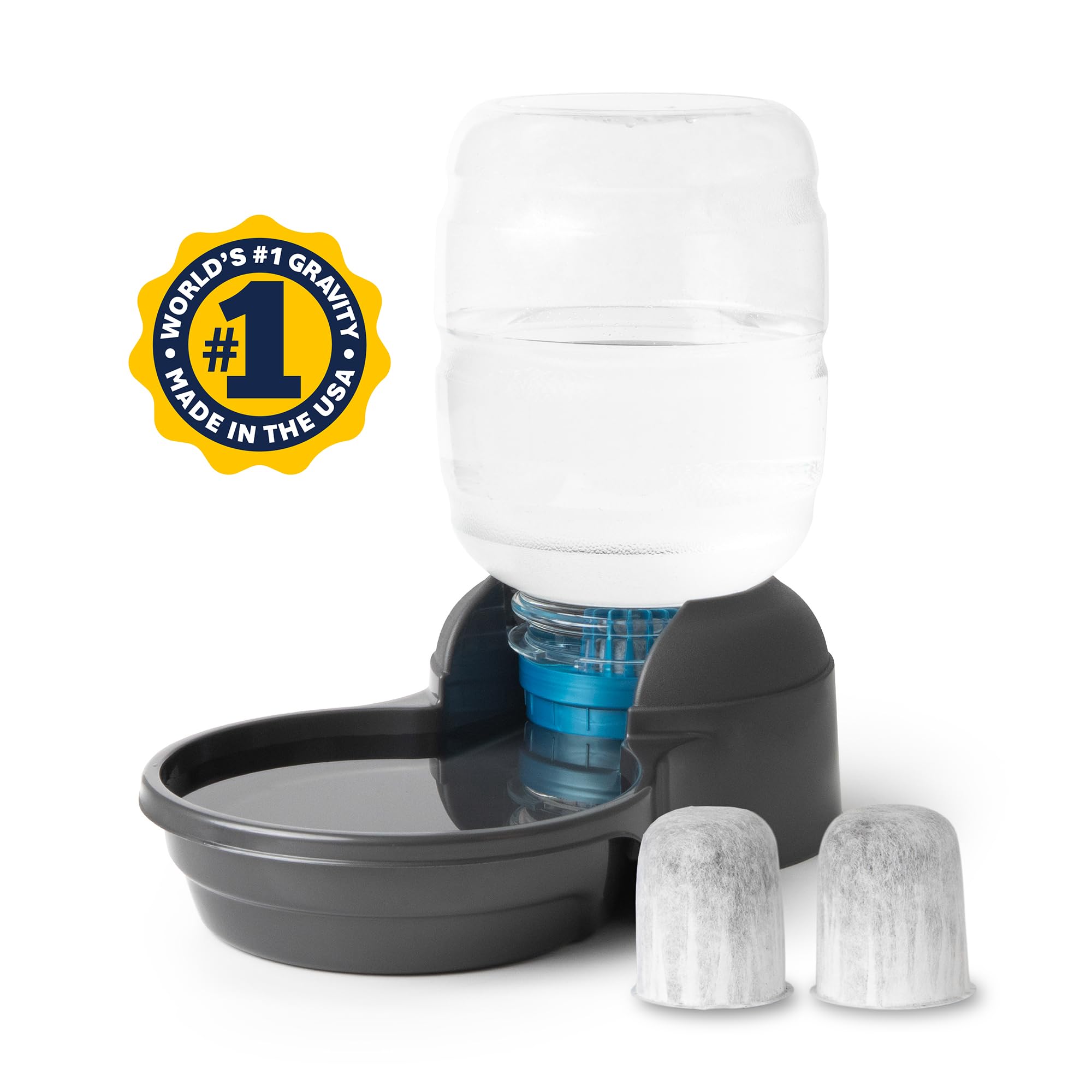 Petmate® Replendish® - Dispensador automático de Agua para Perros con protección antimicrobiana Microban, 100% Libre de BPA, 2.5 galones, Cuenco de Boca Ancha, con 2 filtros adicionales