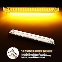 Vista 2 de nifeida Barra de luz de 8" con lente transparente de 18 LED amarilla ámbar para montaje en superficie, tira de luz de utilidad para 12V, luz