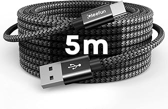 USB Type C ケーブル【5m 長さ】CLEEFUN タイプC ケーブル 5m USB A to USB C ケーブル 長い QC3.0対応 充電コード タイプc 高耐久ナイロンSwitch、 Xperia、Galaxy Note、LG、GoPro Hero 6/5などType-c機種対応 ブラック