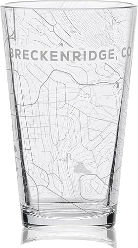 BRECKENRIDGE COLORADO Engraved Pint Glass | Great Ski Resort Mountain Topography Map Gift Idea!