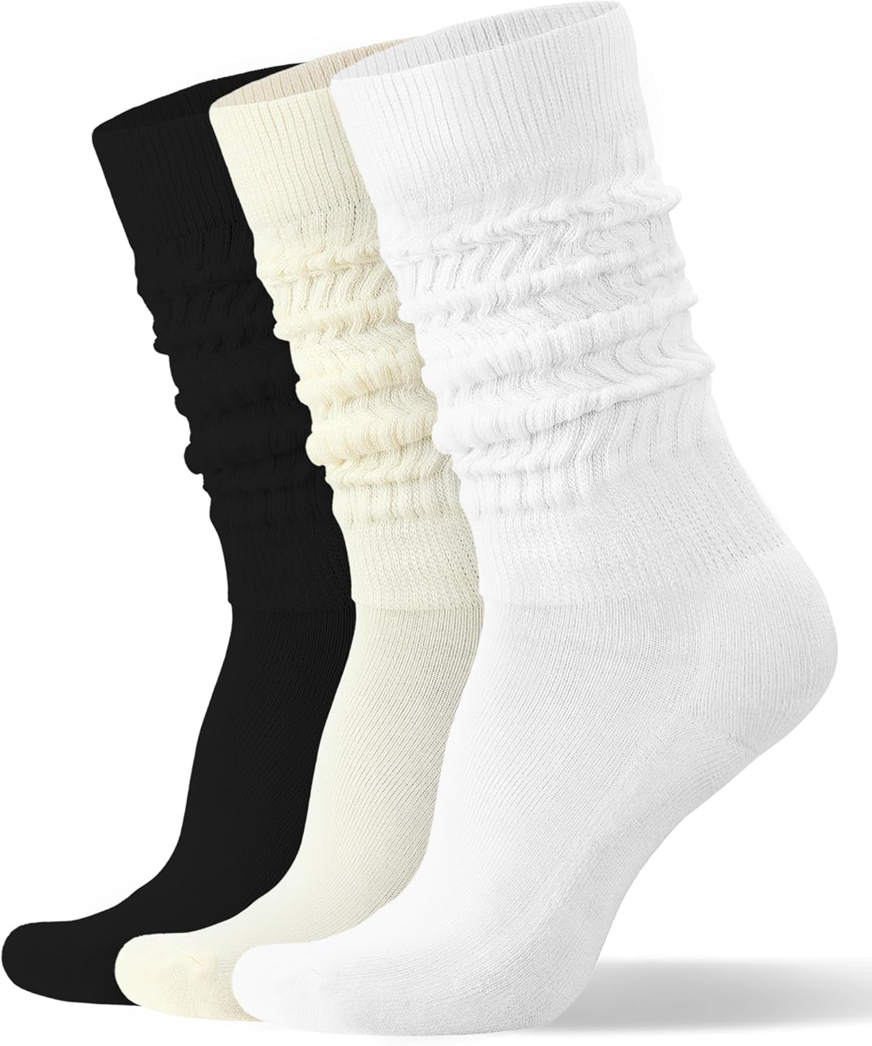 Womens Slouch Scrunch Socks Retro Knee High Soft Stack Chunky Cozy Boot Socks For Women Size 6-11