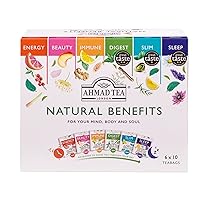 Ahmad Tea Natural Benefits, Selezione di Tè con sei Infusi alla Frutta e alle Erbe, Naturali e Gustosi