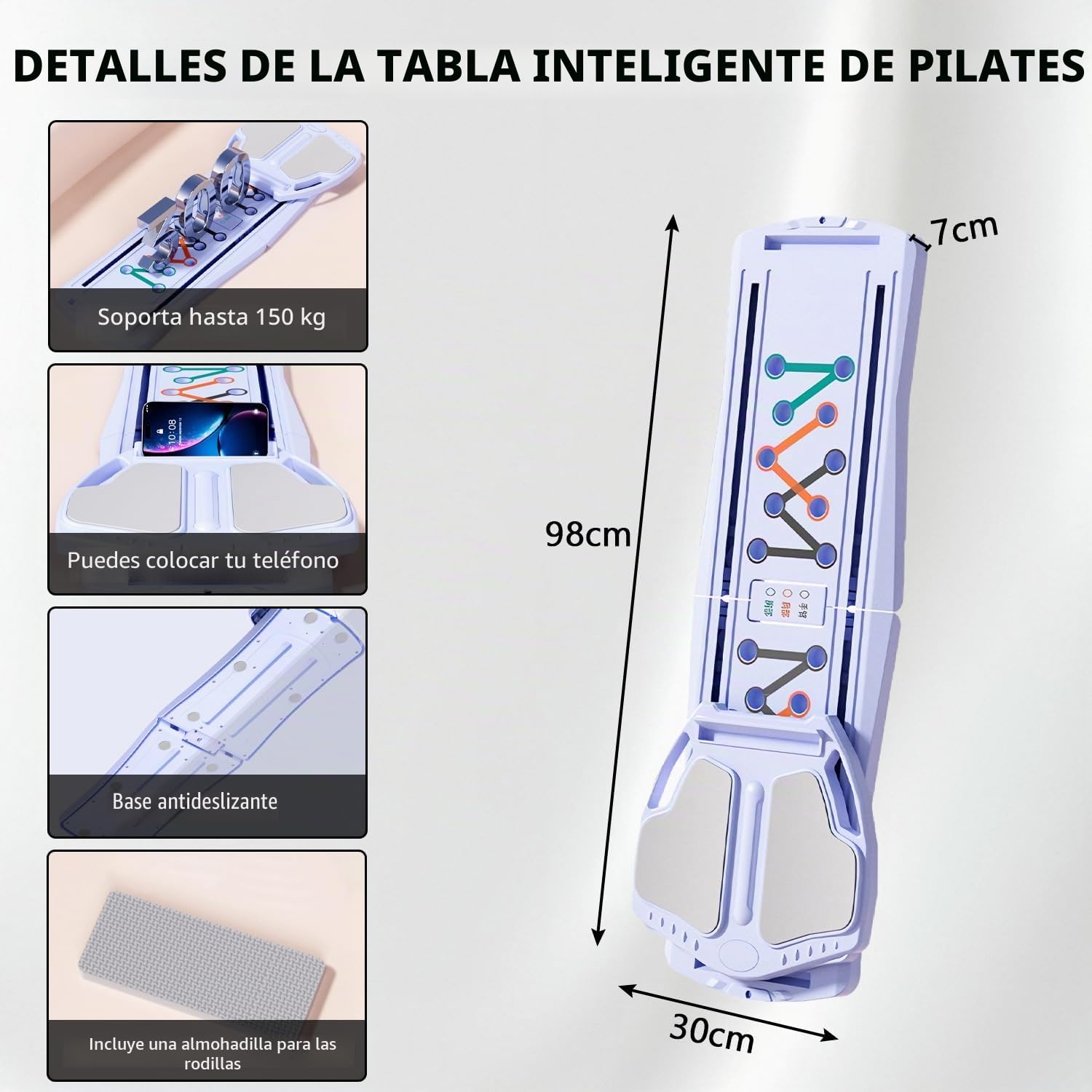 Pilates Board 2025 Upgraded, Multifuncional 8 en 1 Pilates Reformers Set Plegable Pilates Reformers Machine para el hogar, Entrenador abdominal, Rebote Automático, Equipo de entrenamiento en casa
