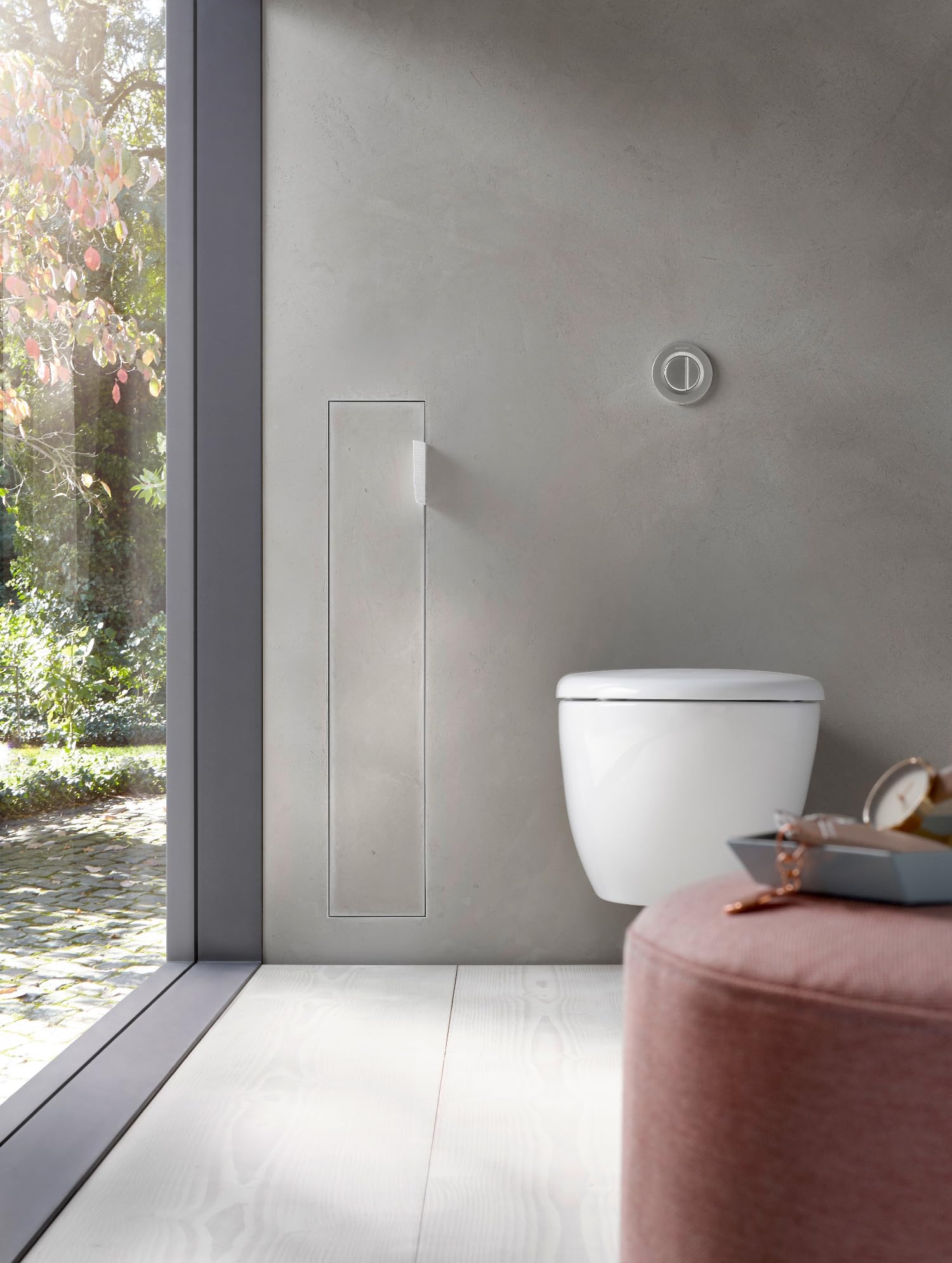 Emco asis module plus, modu? WC - model podtynkowy, z przegródkami na zapasowe rolki lub pojemnik na papier mokry, papier toaletowy i zintegrowany zestaw szczotek do WC, blokada drzwi lewa - 975611000