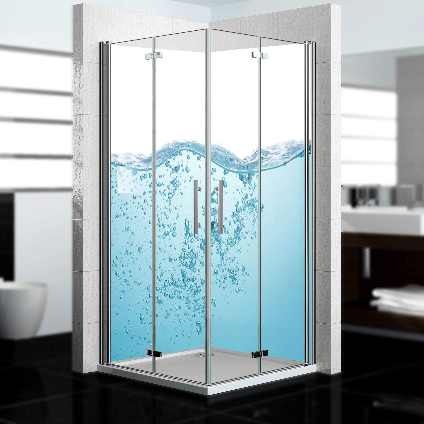 Dedeco Panel De Ducha Esquinero Resistente Al Agua Con Diseño De Océano V1 – 2 X 90 X 200 Cm, Pared Trasera De Baño Para Reemplazar Azulejos, Para Muchos Baños Como Pared