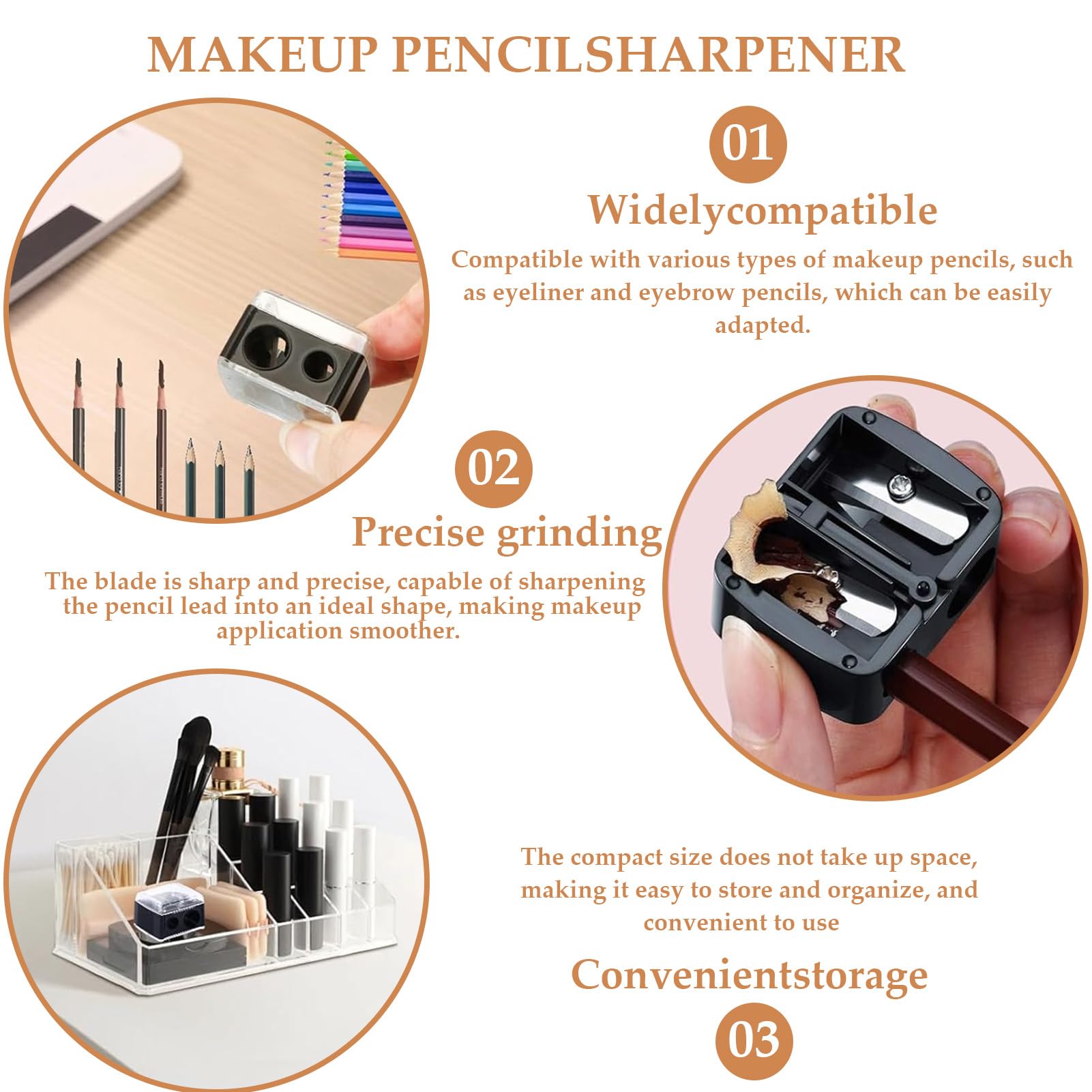 Pack de DeuxNoir Ta-ille Crayon Maq-uillage,Cr-ayon Maquillage Taille Crayon Maquillage Yeux, Double Trou Taille-Cra yon CosméTique,Pour Cray ons Jumbo Et Standard,Accessoires De Maquillage