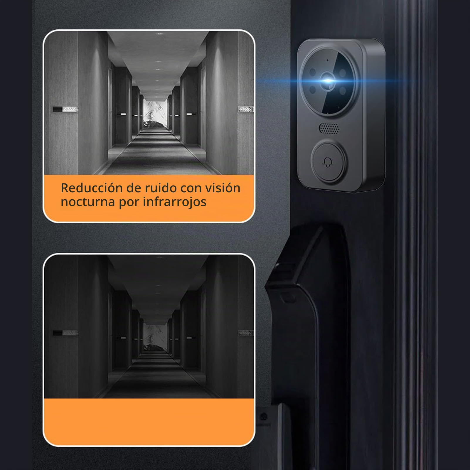 Inalámbrico de Videoportero WiFi, de Timbre de Intercomunicador Visual HD 1080P de Voz Bidireccional con Cámara y Monitor, Timbre de Video Inalámbrico