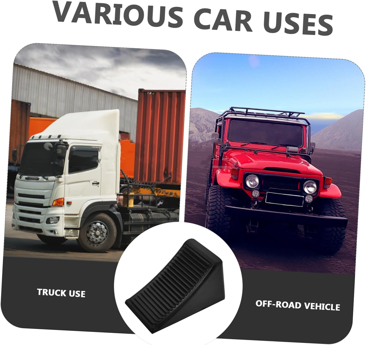 Rubber Wheel Chock Black for Cars and Trucks, Triangular