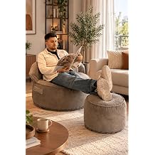Reyo Pufymax Cozy Legom  ok Ama l  Yuvarlak Puf Koltuk, Rahat Berjer ve Uzanma Koltu u Gri