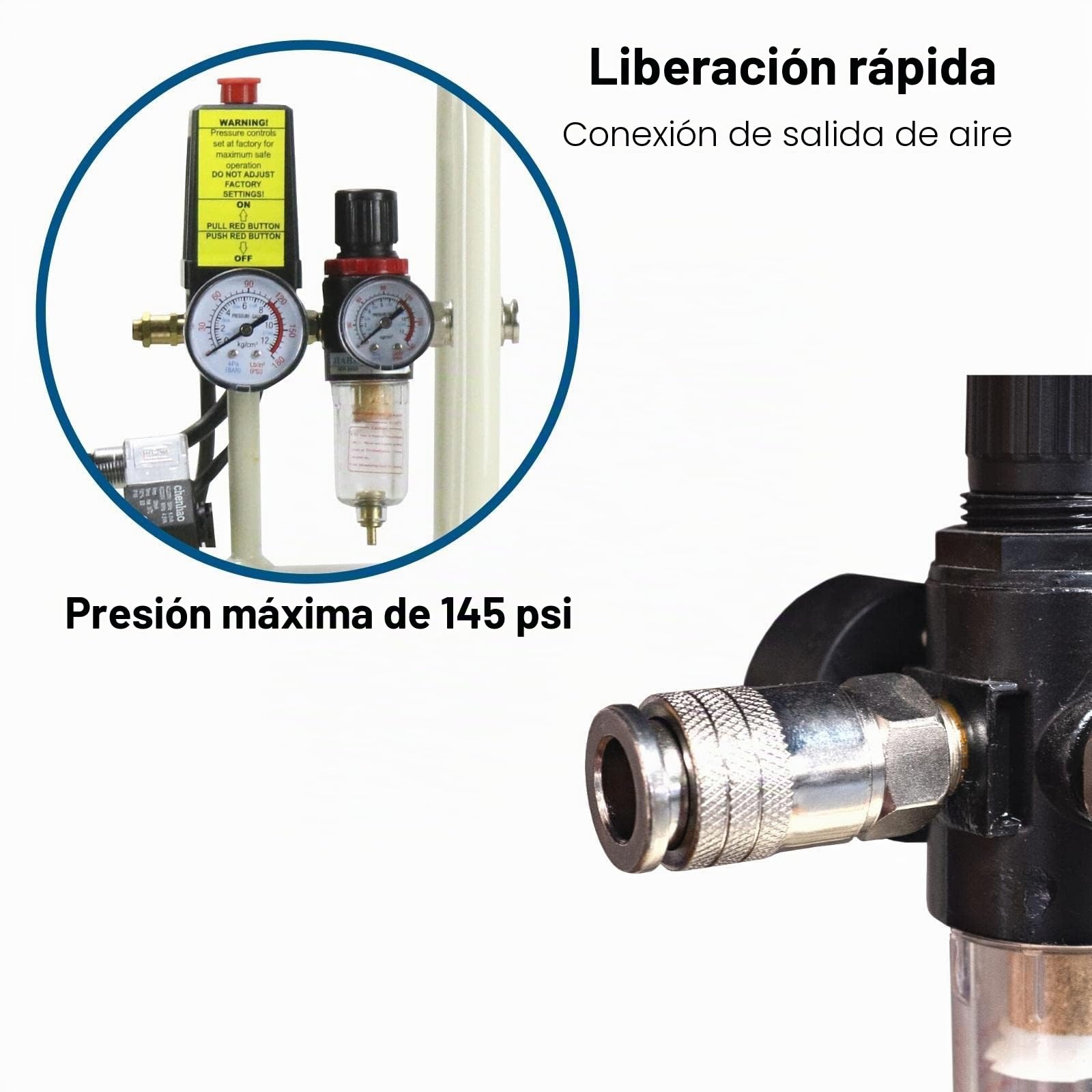 Hyundai Compresor de aire de 24 litros, 5,2 cfm/100 psi, silencioso, sin aceite, 750 W/230 V, 150 litros por minuto, 2 años de garantía