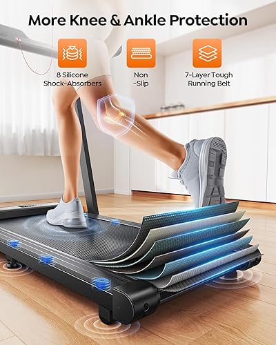 Miniatura 5 de Foldable Treadmill with 0-15% Incline and Handle Bar, 3.0HP Treadmills for Home, Under Desk Treadmill with 300LBS Capacity, Walking Pad with