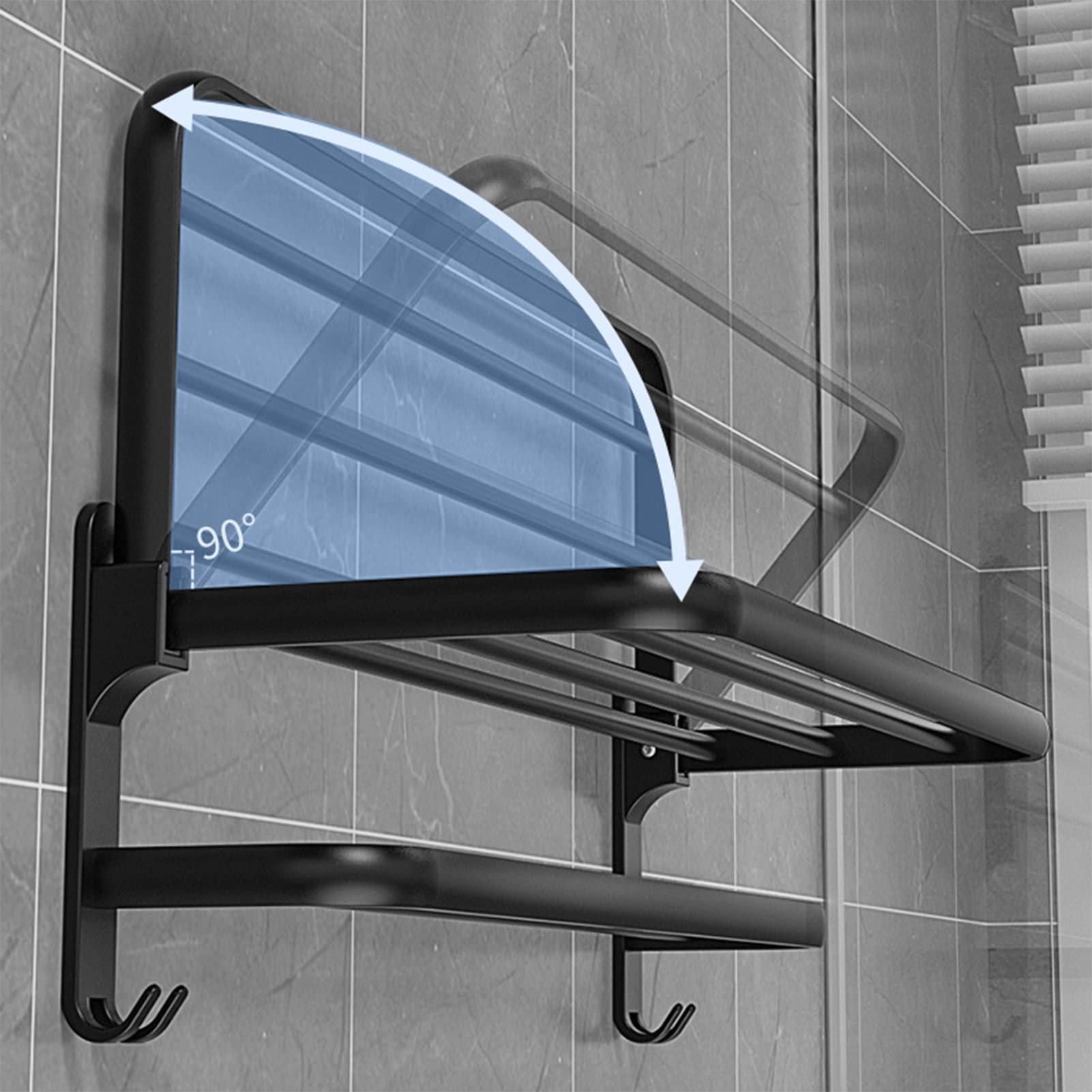 Toallero doble de acero de 60 cm, estante de baño montado en la pared, organizador de baño cepillado, soporte para toallas que ahorra espacio, accesorio de decoración para el hogar Slish