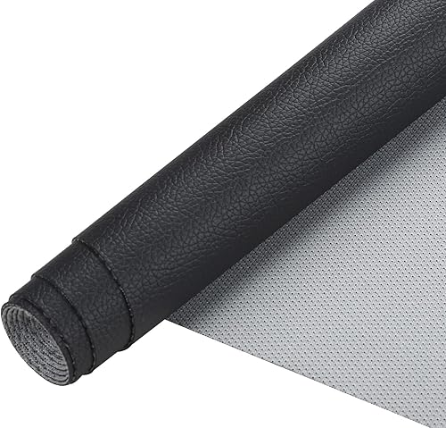 Miniatura 70 de Picheng Hojas de piel sintética de color sólido con textura de lichi, 13.8 x 53 pulgadas, rollo de piel sintética suave muy adecuado para hacer