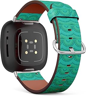 CJBROES Replacement Leather Watch Band, Compatible with Fitbit Versa 3 and Fitbit Sense of Wristband Bracelet Accessory - Knitted-Texture-Imitation