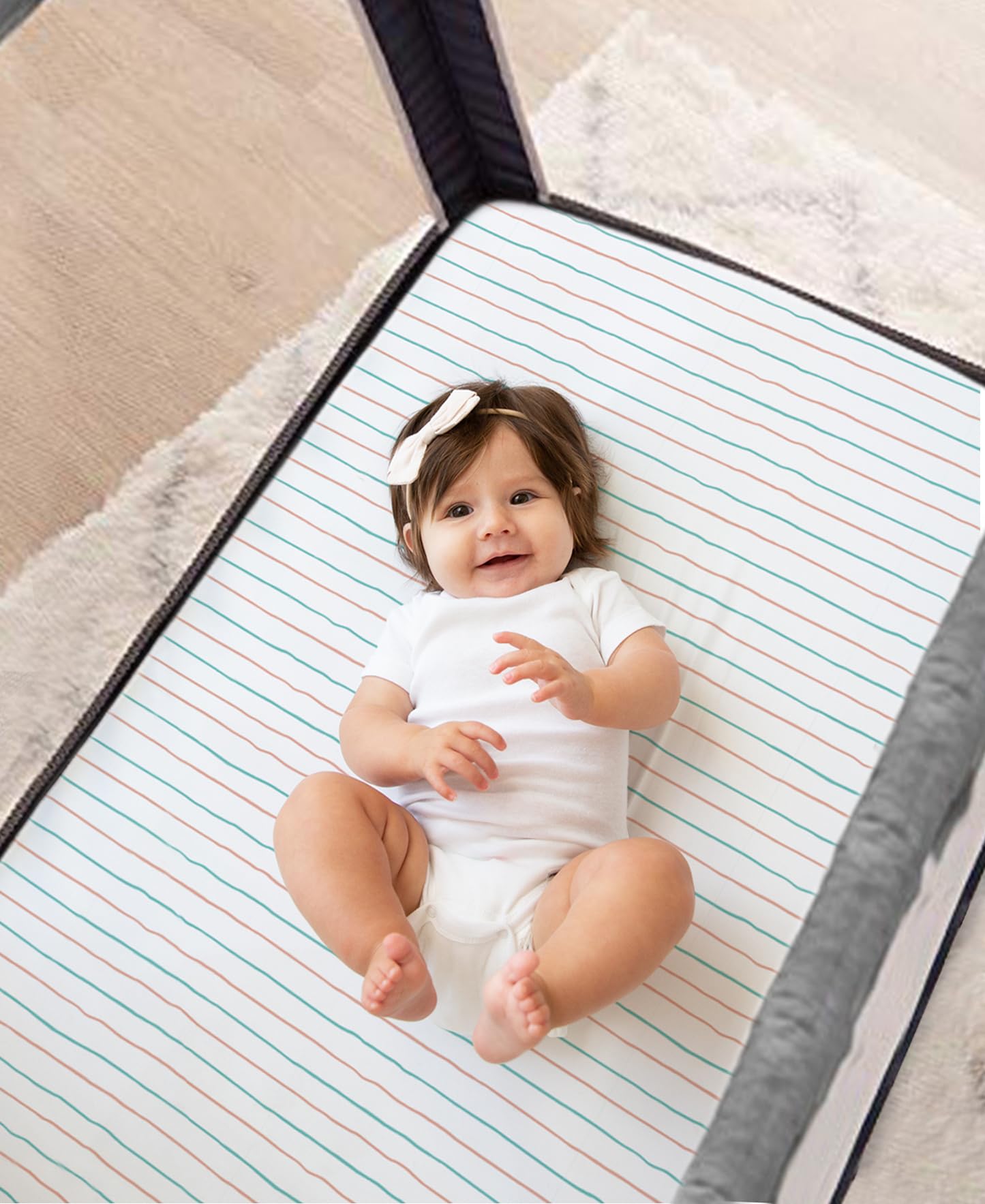 100% Organic Cotton Fitted Sheets Perfectly Compatible with Graco Pack n Play, Babyletto, Pamo Babe, Hiccapop, Dream on Me, Evenflo, Baby Trend Portable/Mini Crib/Playards. 2 Pk : Baby