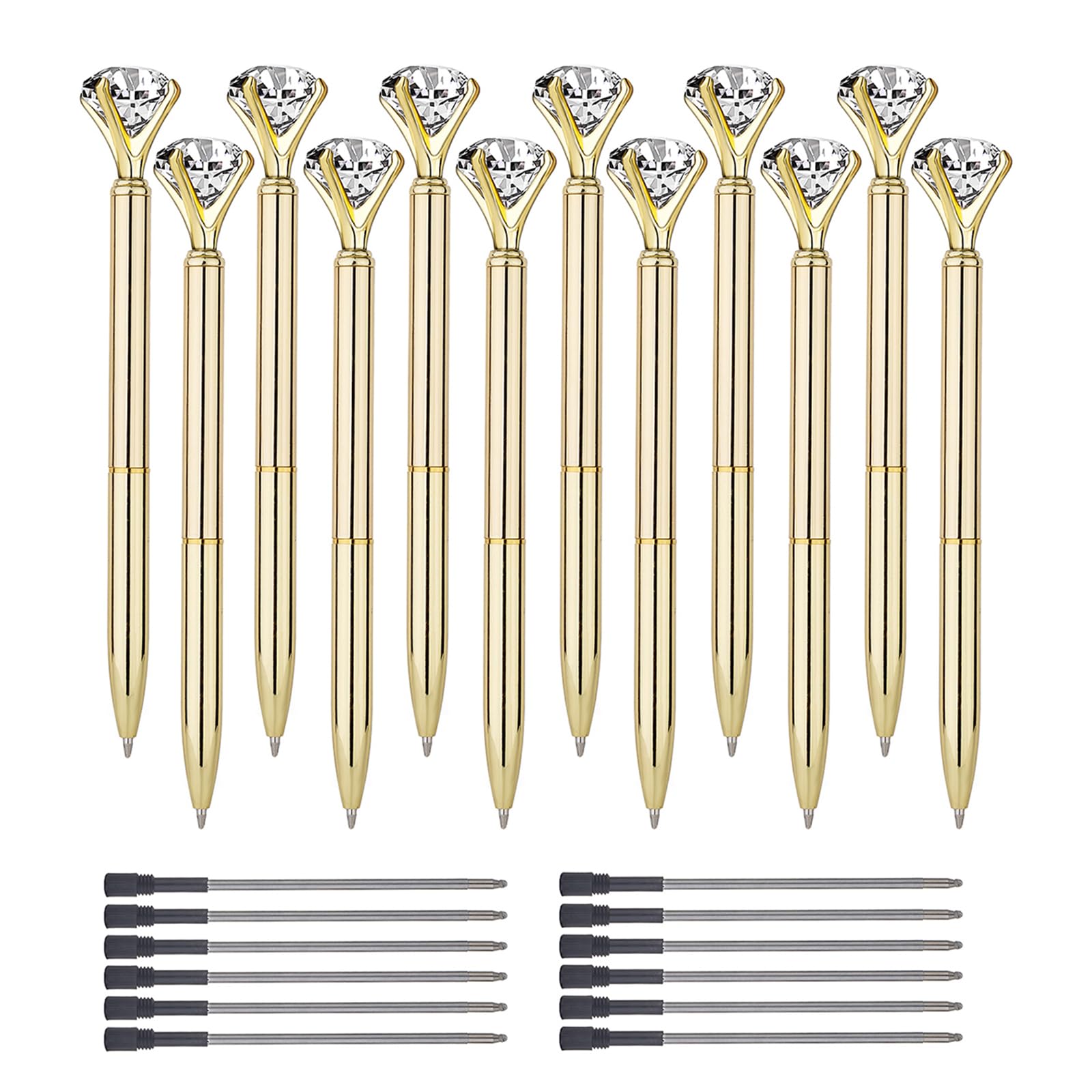 MSTOKIN Metal Ballpoint Pen with Big Diamonds on Top, Fun Fancy Crystal Diamond Pen, Bling Diamond Ballpoint Pens, Rose Gold Pens for Women, Girls,