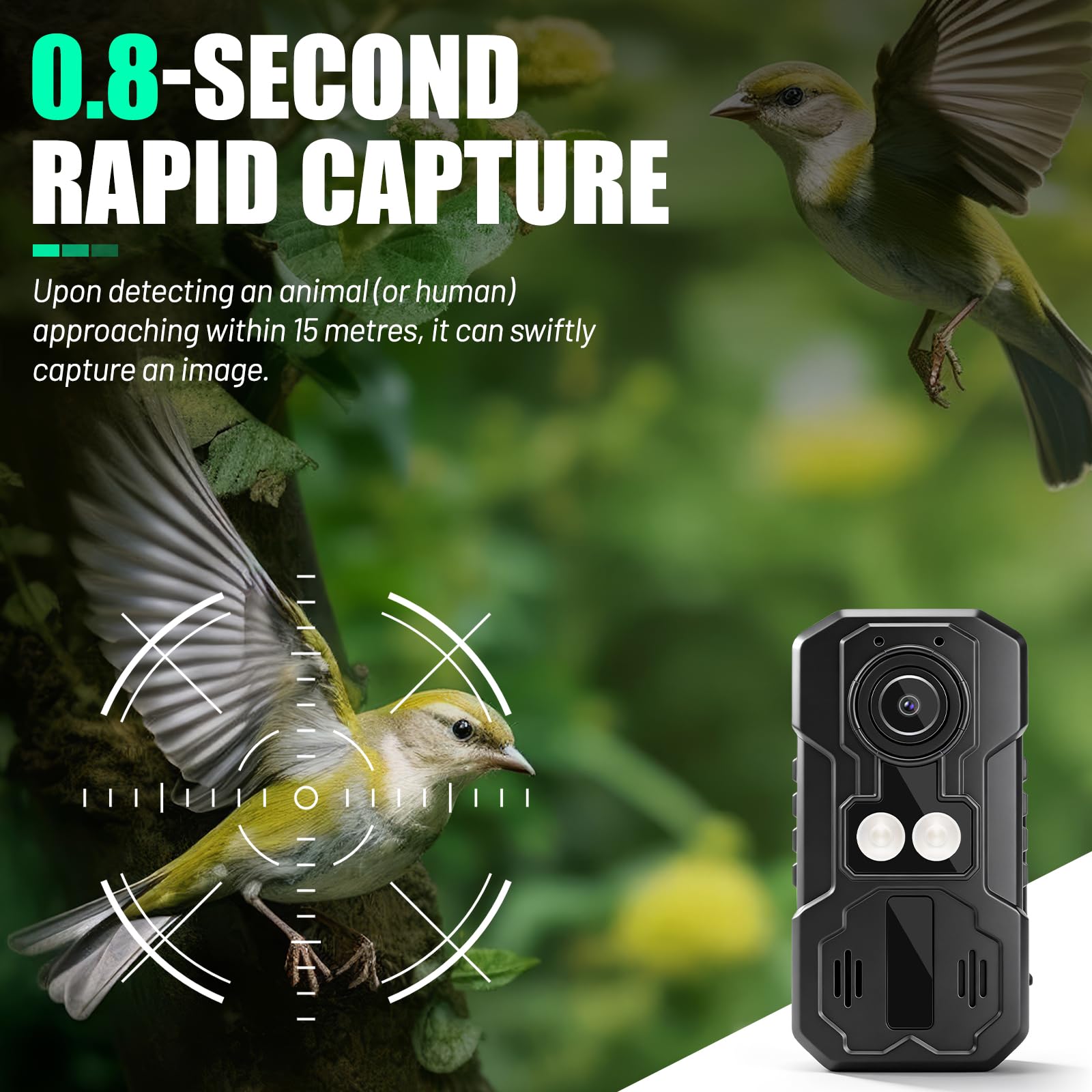 1080P Telecamera Sportiva per Attività All'aria Aperta 12 Megapixel Foto Trappola per Animali Portatile da Indossare Fotocamera 360 grad HD Visione
