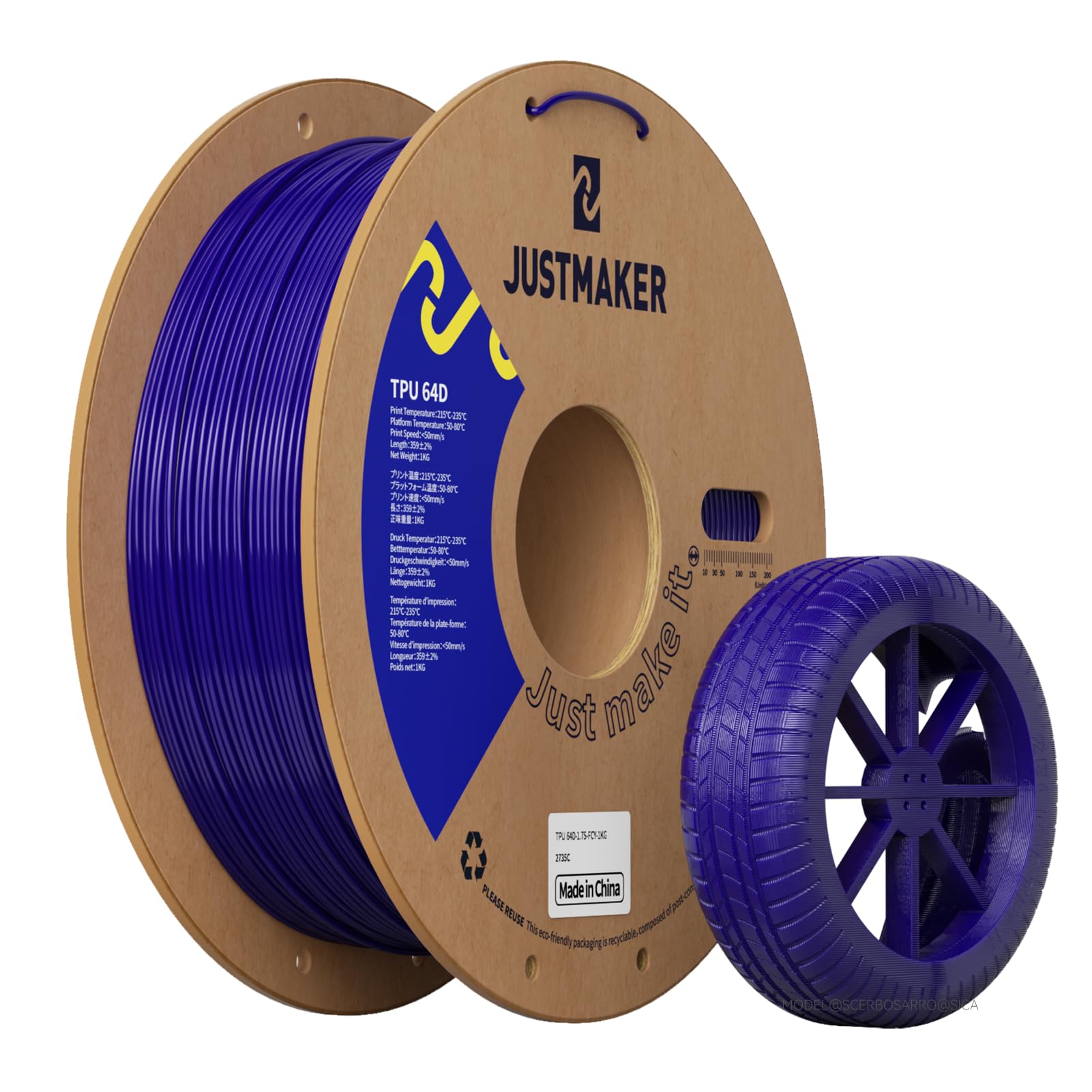 Amazon.com: JUSTMAKER TPU 64D 3D Printer Filament, Flexible