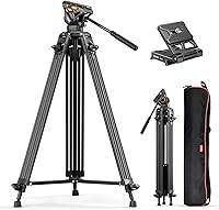 Vista 1 de Video Tripod, COMAN 74" Professional Metal Heavy Duty Camera Tripods with Adjustable Damping Fluid Head, Dual-Mode QR Plate Compatible with DJI RS4