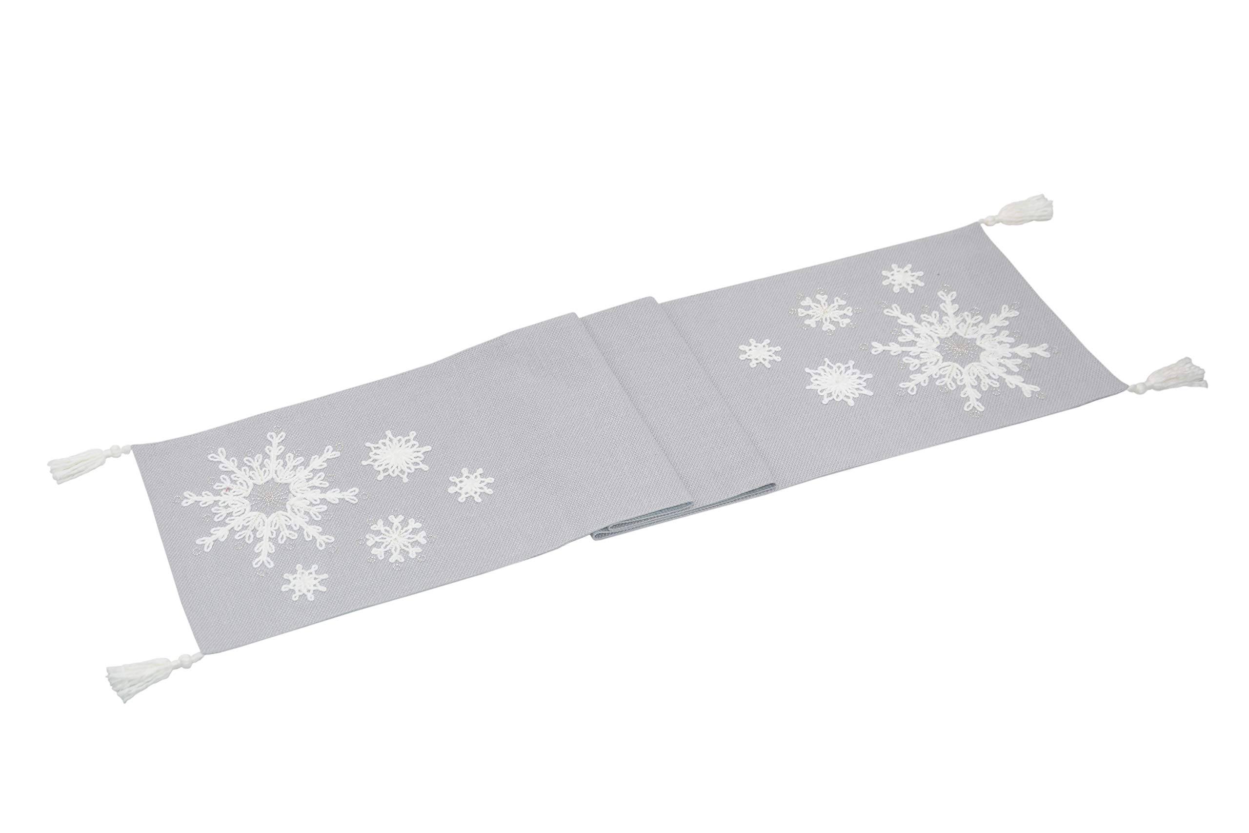 Déco de table de Noël féerique avec ce chemin de table gris 183 cm