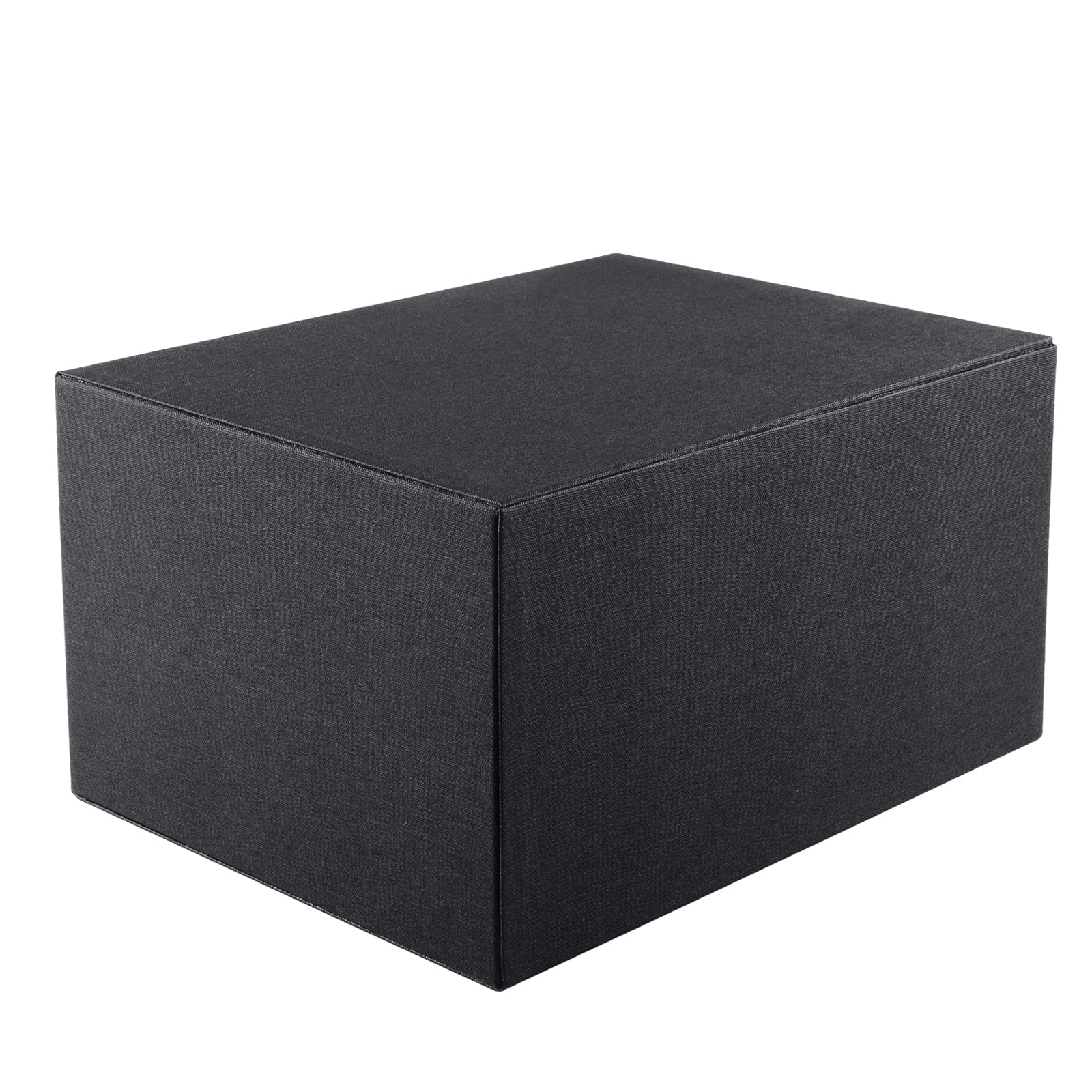Boîte à tiroirs de bureau avec 3 compartiments A4 fermés, en cuir PU, organisateur de bijoux, organisateur de cosmétiques, ouverture en forme de U, coutures cousues à la main (noir)