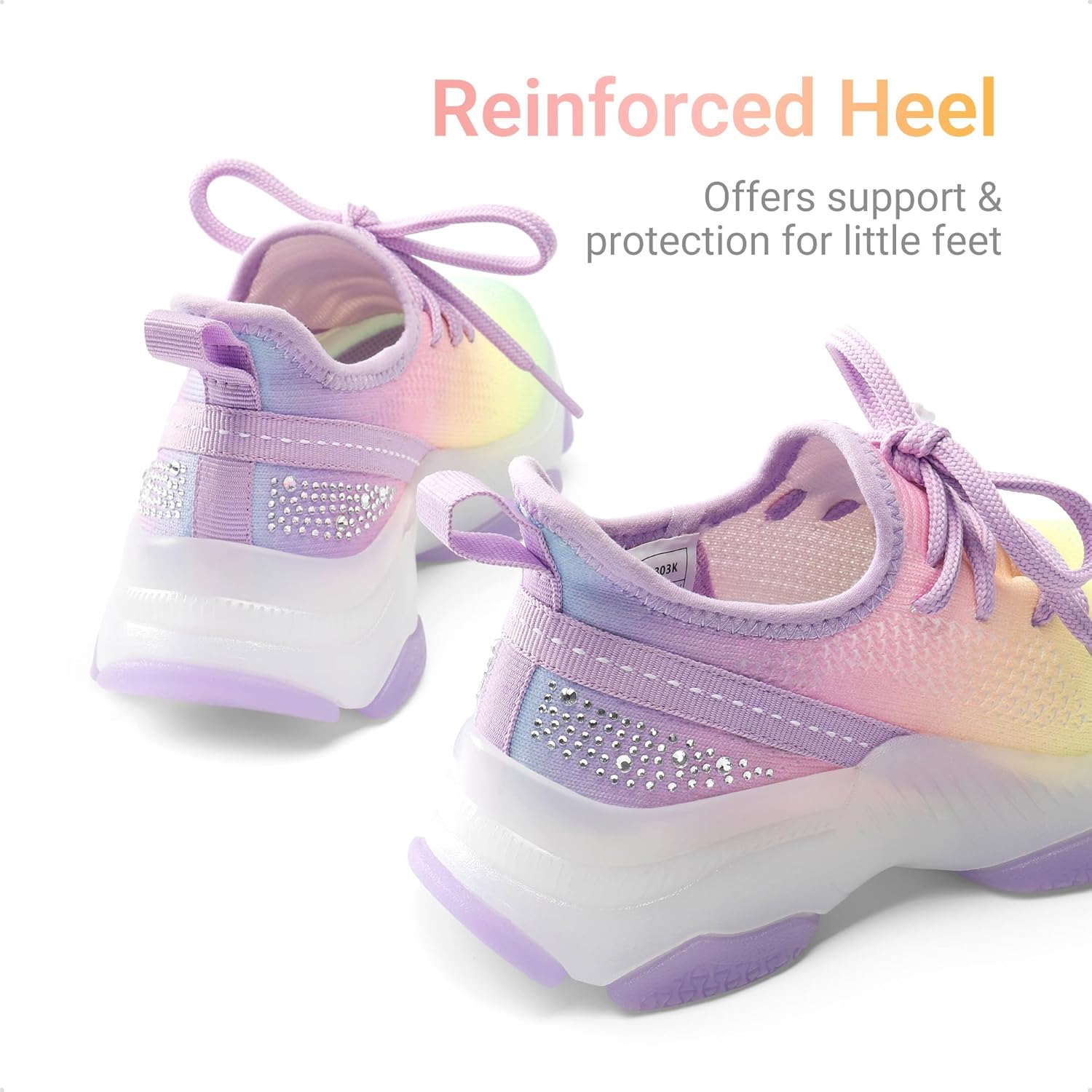 DREAM PAIRS Girls Slip-On Sneakers Kids Sparkle Pop Lightweight Jelly Sole Walking Shoes - Image 4