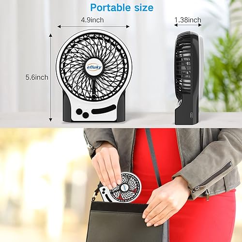 Miniatura 4 de efluky Mini ventilador de escritorio de 3 velocidades con luz LED, ventilador USB portátil silencioso para el hogar, oficina, viajes, campamento, al