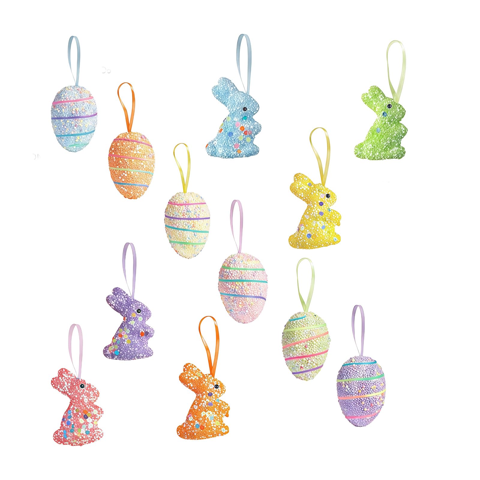 Osniyaw D 1 Set Colourful Portable Easter Eggs Rabbit Carrot Hanging For Festival Rabbit Hangings