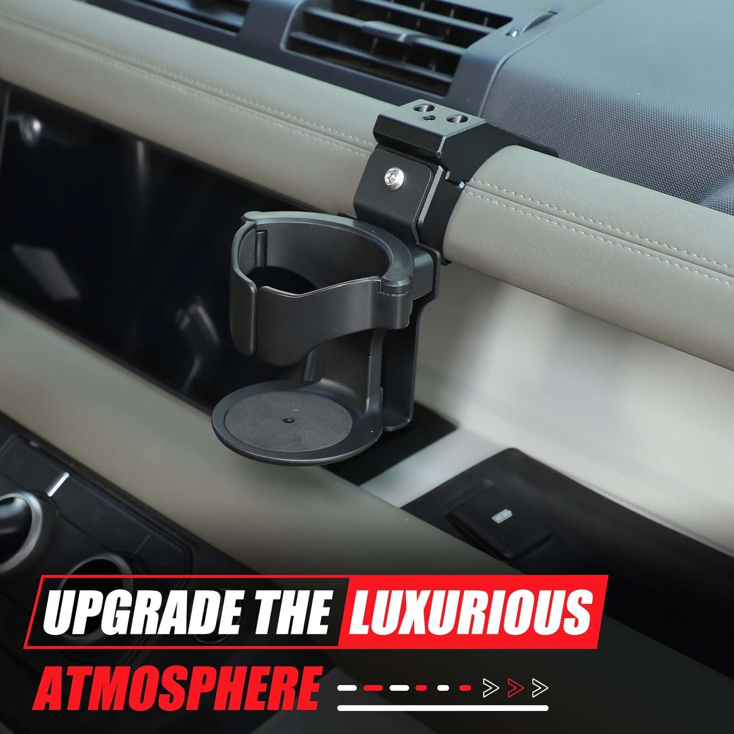 Car Dashboard Cup Holder Compatible with Land Rover Defender 90 110 130 2020-2025 Aluminum Alloy Dashboard Drink Holder Water Cup Holder Center Console Expanding Mug Holder