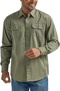 Wrangler Authentics Men's Long Sleeve Classic Woven Shirt - Relaxed Fit 100% Cotton Button-Down for All-Day Comfort