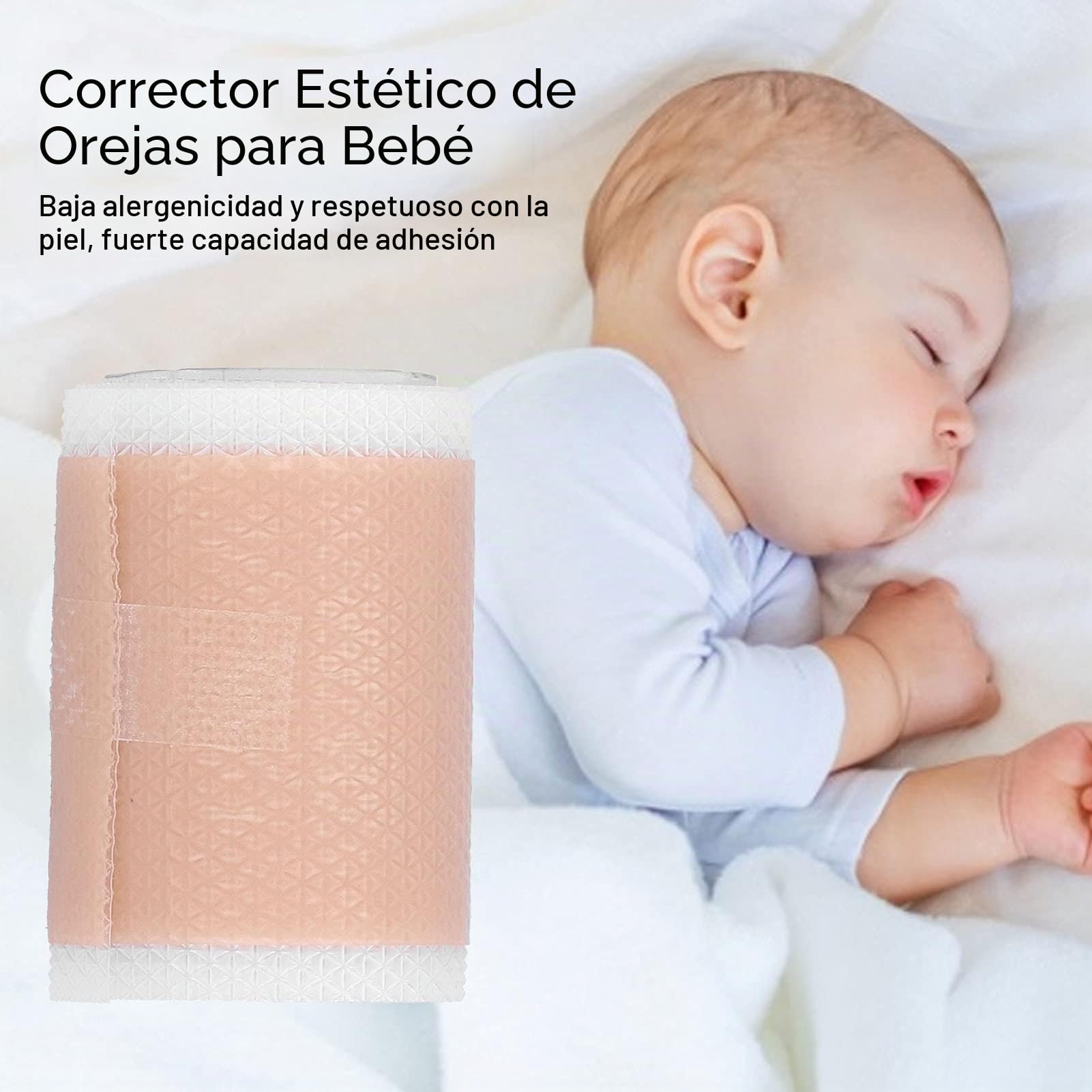 Pegatinas de Corrección de Oído para Recién Nacidos, Parches de Silicona para Orejas Deformadas, Suave y Transpirable, Uso Diario