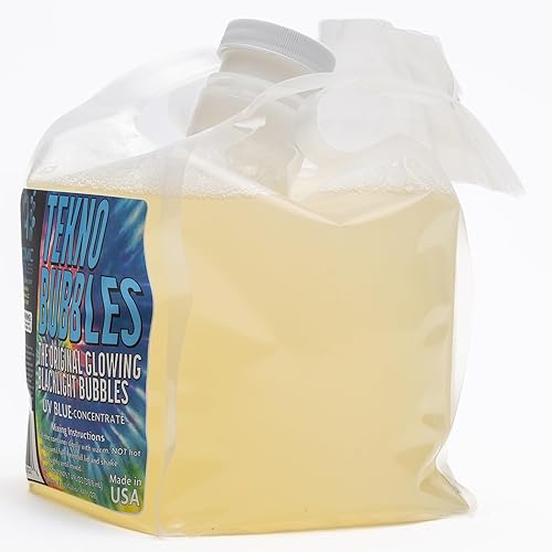 Miniatura 2 de Atomic Bubbles Tekno Bubbles - Recambio de bolsa inteligente de 64 onzas, color azul, burbujas que brillan con luz negra UV, fiestas brillantes,