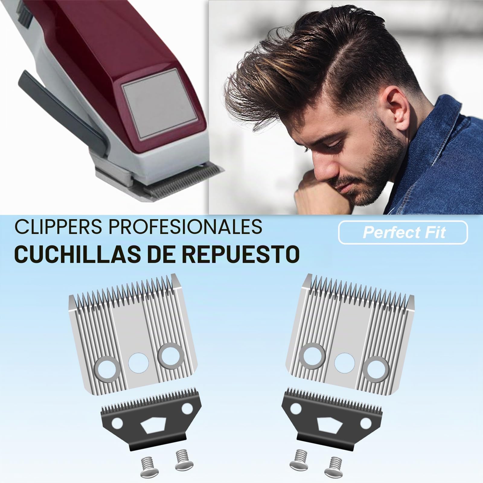 Star Blade,Cuchilla de repuesto compatible con la recortadora Moser 1400, de acero inoxidable, 0,7-3 mm, paquete de 2