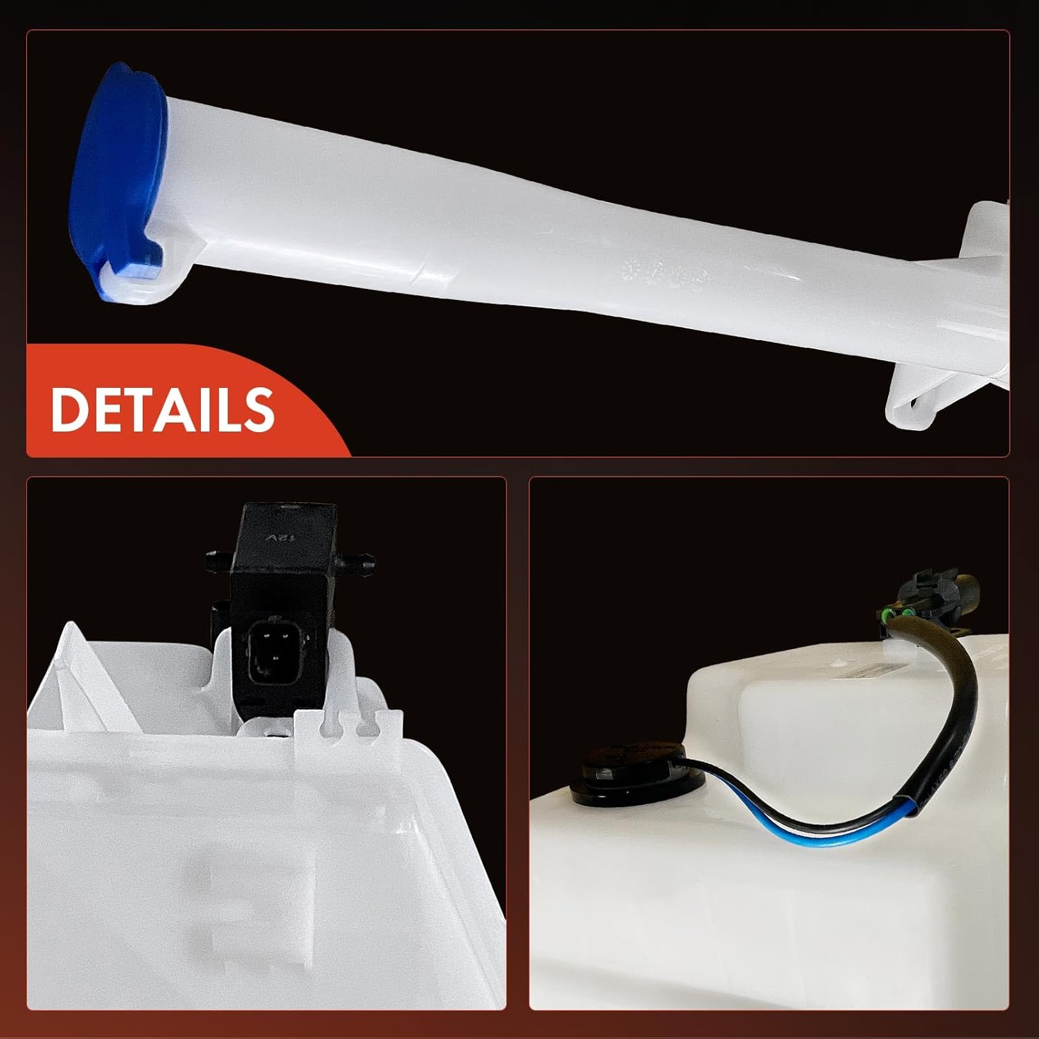 A-Premium Windshield Washer Reservoir Compatible with Hyundai Models - Santa Fe 2010 2011 2012, with Cap/Washer Pump/Fluid Level Sensor