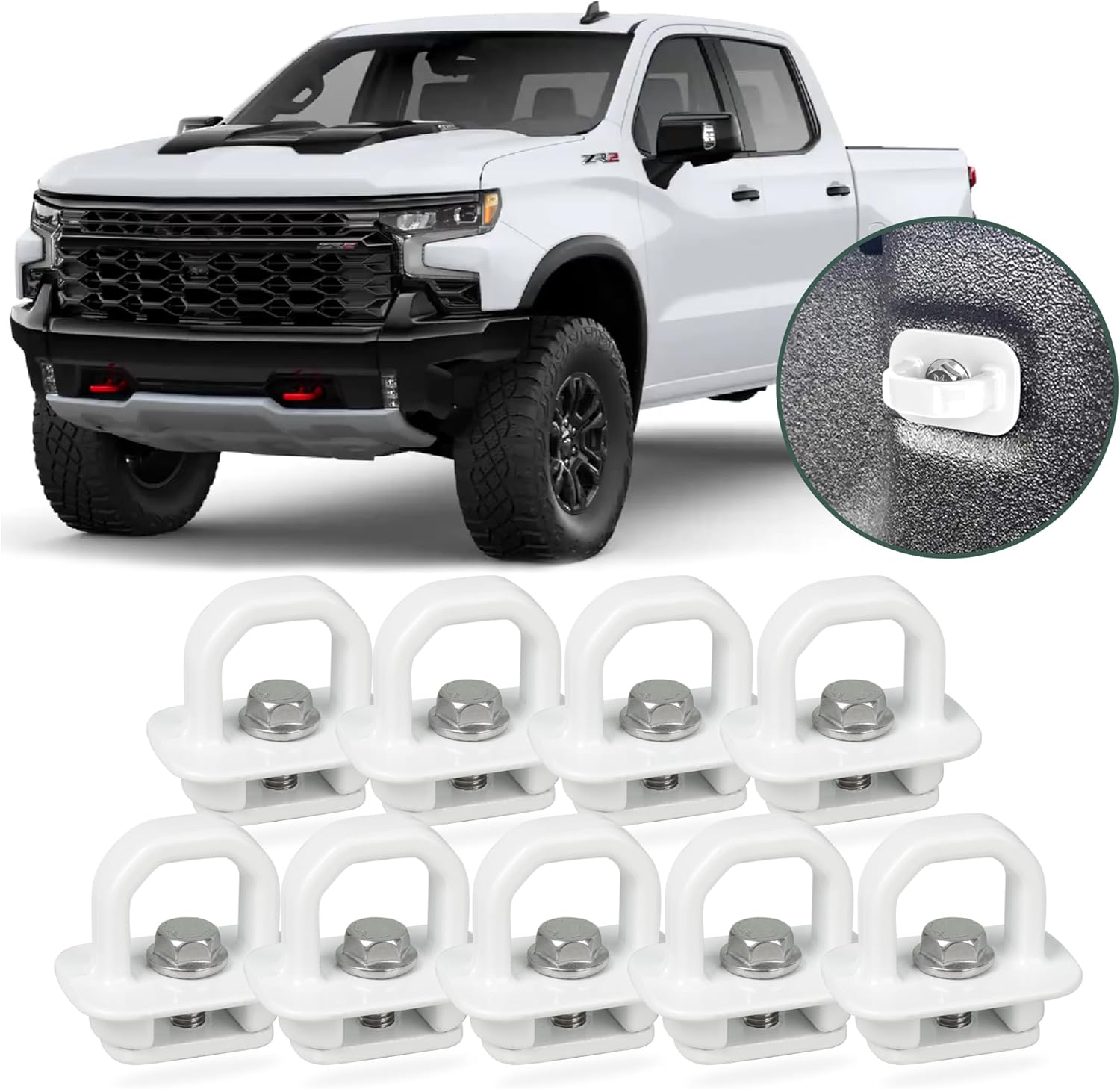 Aluminum Tie Down Anchors Truck Bed Side Wall Anchor fit for 2007-2023 Chevy Silverado/GMC Sierra, 2015-2023 Chevy Colorado/GMC Canyon, Truck Bed Cargo Hooks, DZ97903, Black, 9pcs
