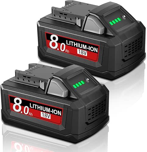2Pack 8.0Ah m18 Battery Replacement for Milwaukee 18V Lithium Battery