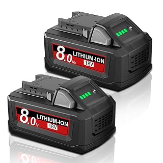 2Pack 8.0Ah m18 Battery Replacement for Milwaukee 18V Lithium Battery 18 Volt Compatible with 48-11-1810 48-11-1820 48-11-1840 48-11-1850 48-11-1828 48-11-1860 Cordless Power Tools - Amazon product rated Grade A