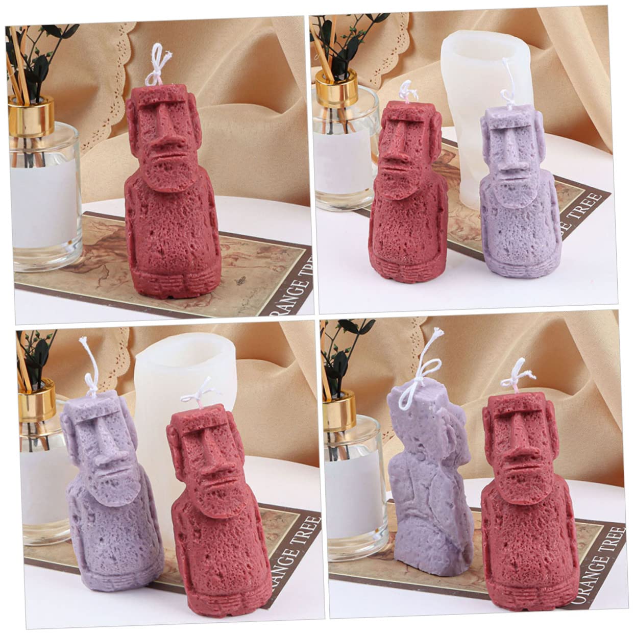 Anneome Stampo Candele in Silicone Riutilizzabile Forma di Statua Isola di Pasqua per Creare Candele Profumate Fai da Te