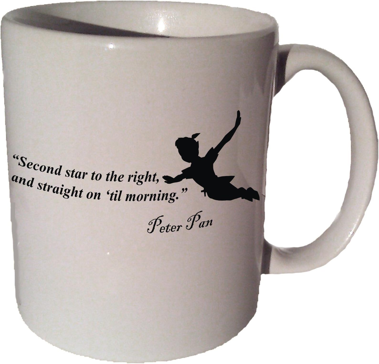 JINDOOY Second Star to The Right, and Straight on 'Til Morning Quote Coffee Tea Ceramic Mug 11 Oz L