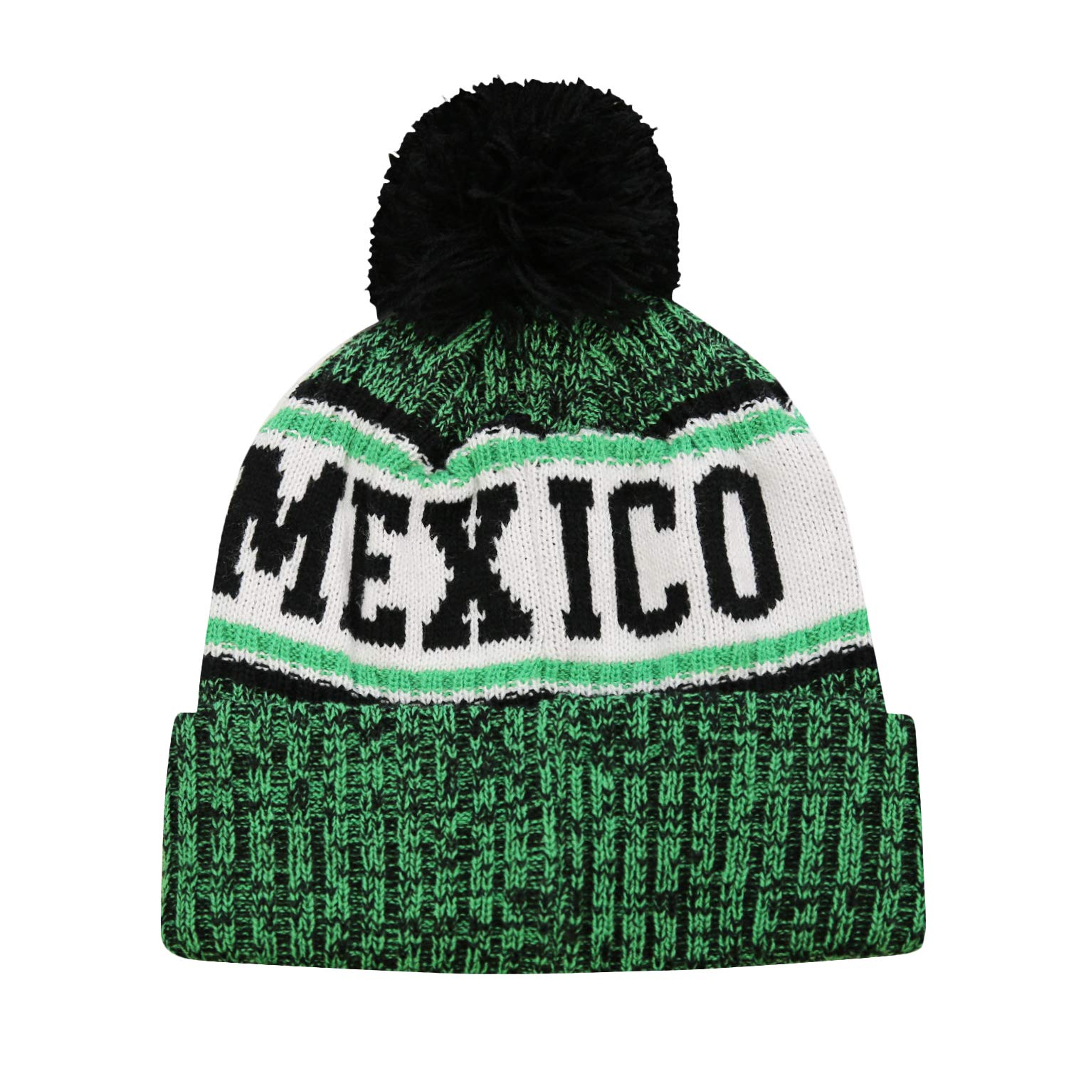 Icon Sports Mexico Country Beanie – Official World Soccer Football Team Club Flag Flag Knit Winter Warm Pom Cap Adult Unisex Casual Hat for Men Women MEX42BN