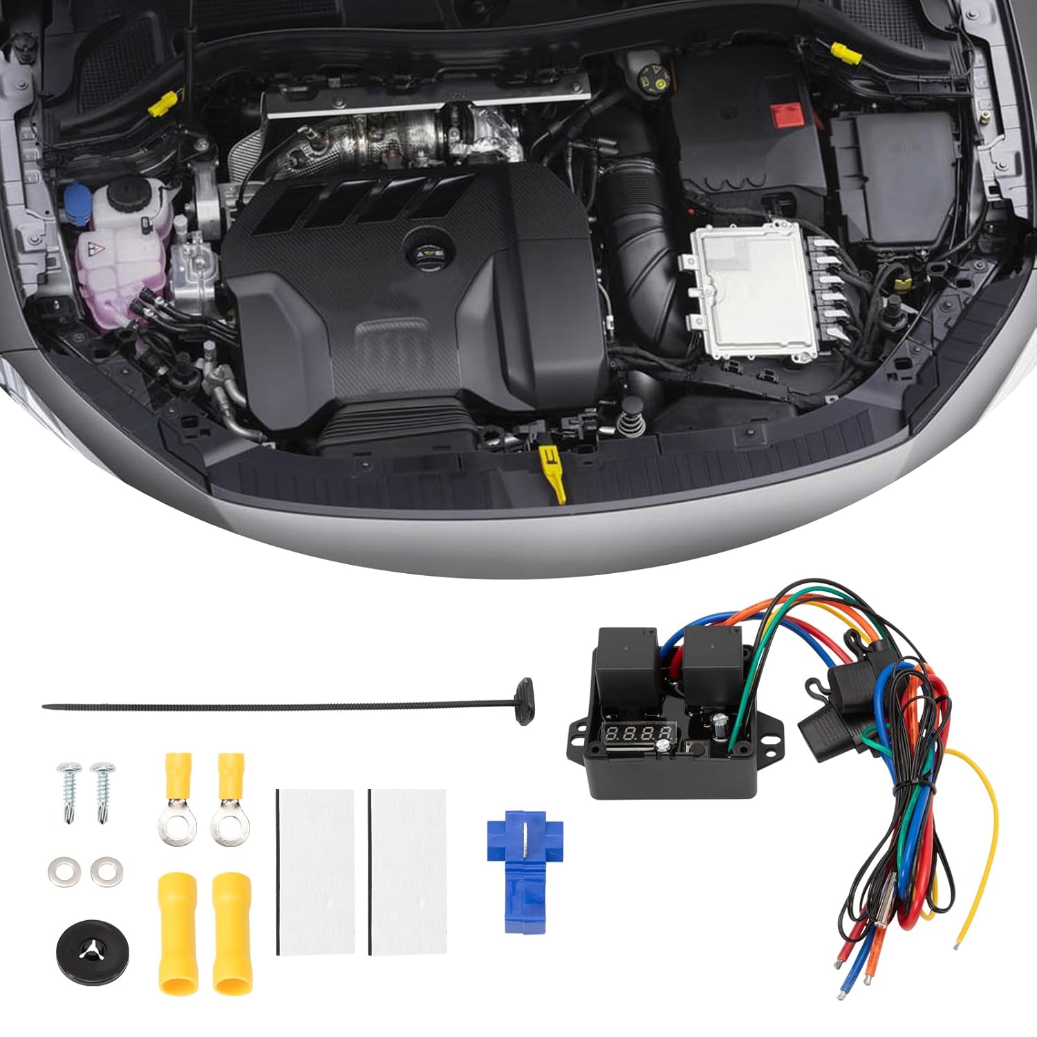 Digital Thermatic Switch 12V-24V, Adjustable Digital Radiator Fans Controller Kit#0444