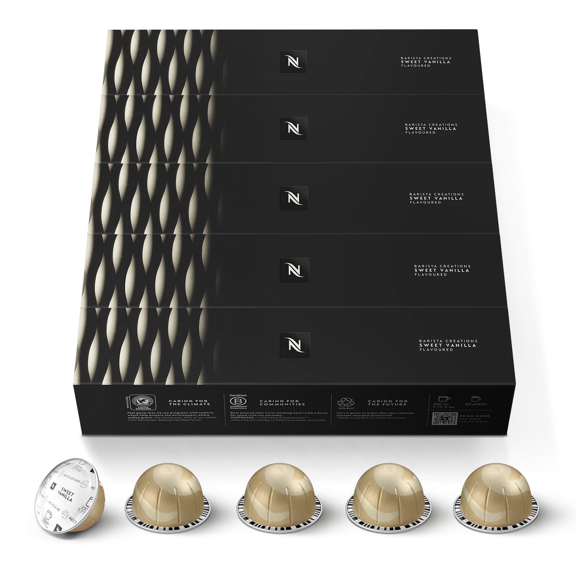 NESPRESSO VERTUO Sweet Vanilla | Arabica | Vanille Aroma | Ideal für Mug & Milchrezepte | 50 Kaffeekapseln