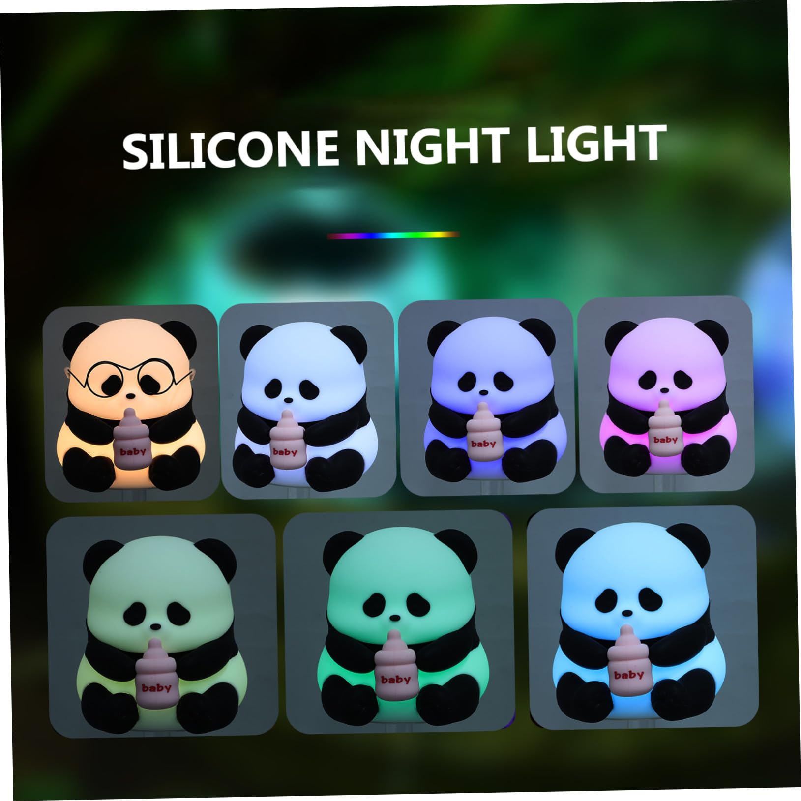 Gadpiparty Lámpara de Noche Infantil Panda de Silicona Luz LED Regulable para Dormitorio y Mesita de Noche Luz Portátil para Habitación Bebés