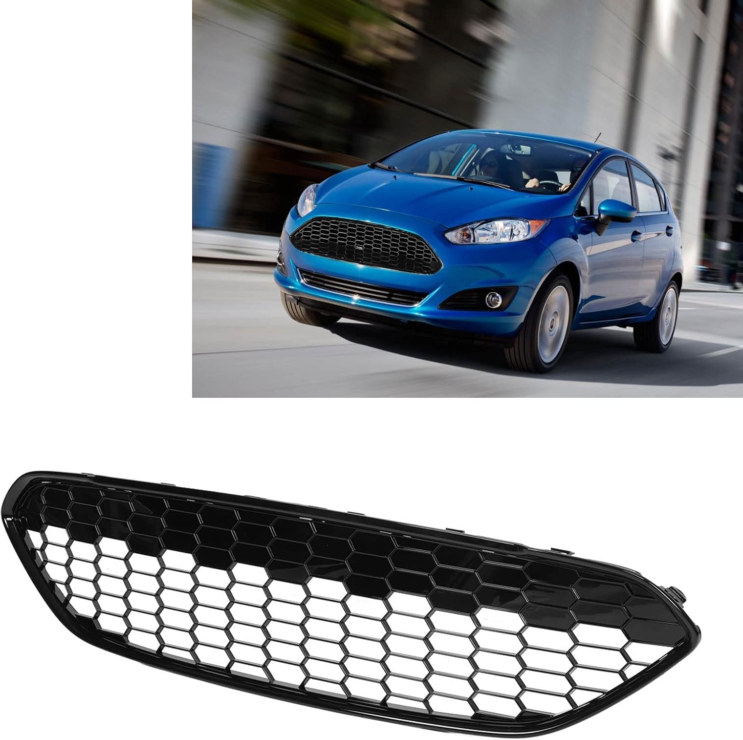 ARAMOX Front Bumper Grille, 1778260 Front Bumper Upper Grill Cover Glossy Black Replacement for 2013?2017