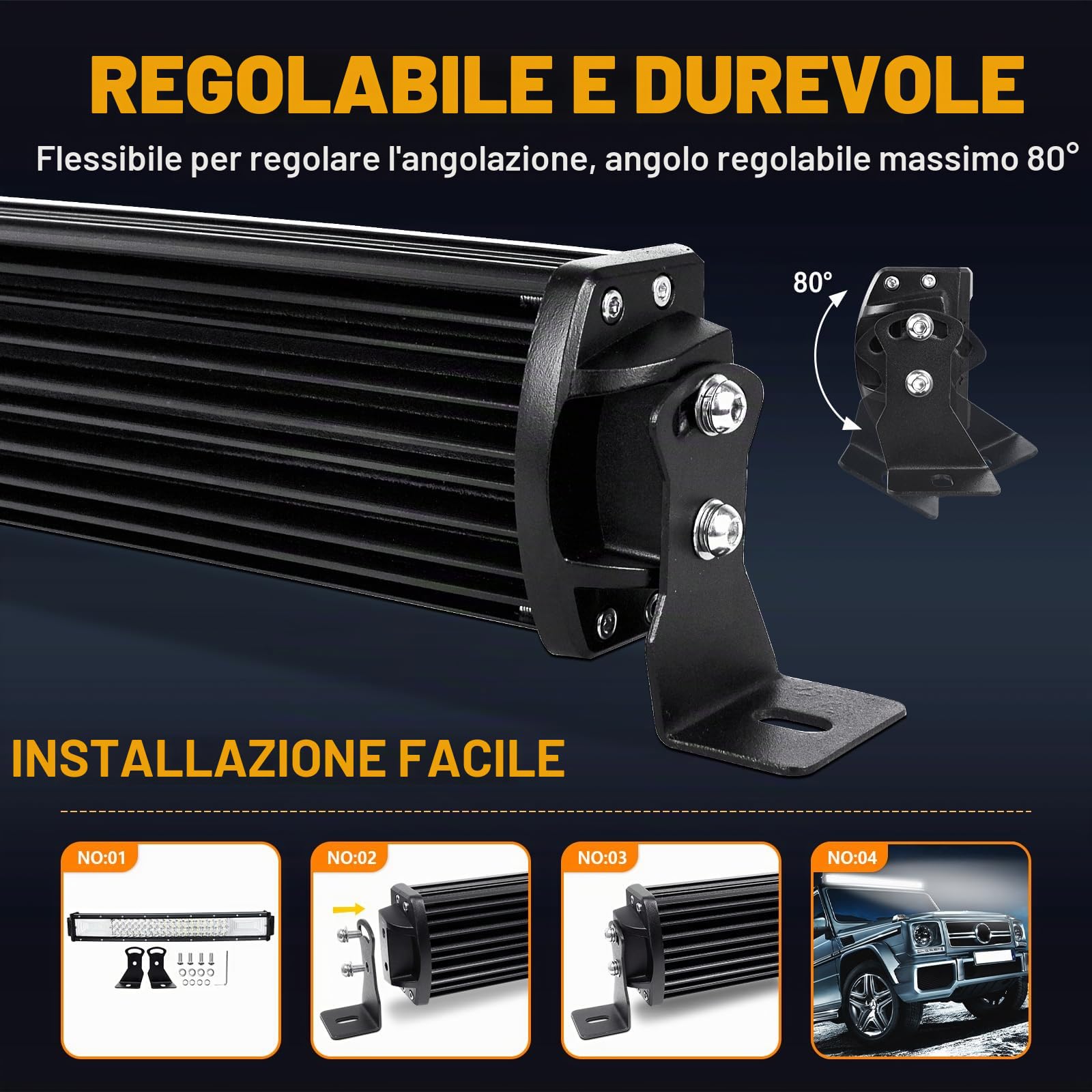 AUXTINGS Curvo Barra luminosa a LED da 56 cm con cablaggio del telecomando, fascio di inondazione spot a tripla fila barre led fuoristrada, luce di lavoro stroboscopica luci di guida impermeabile