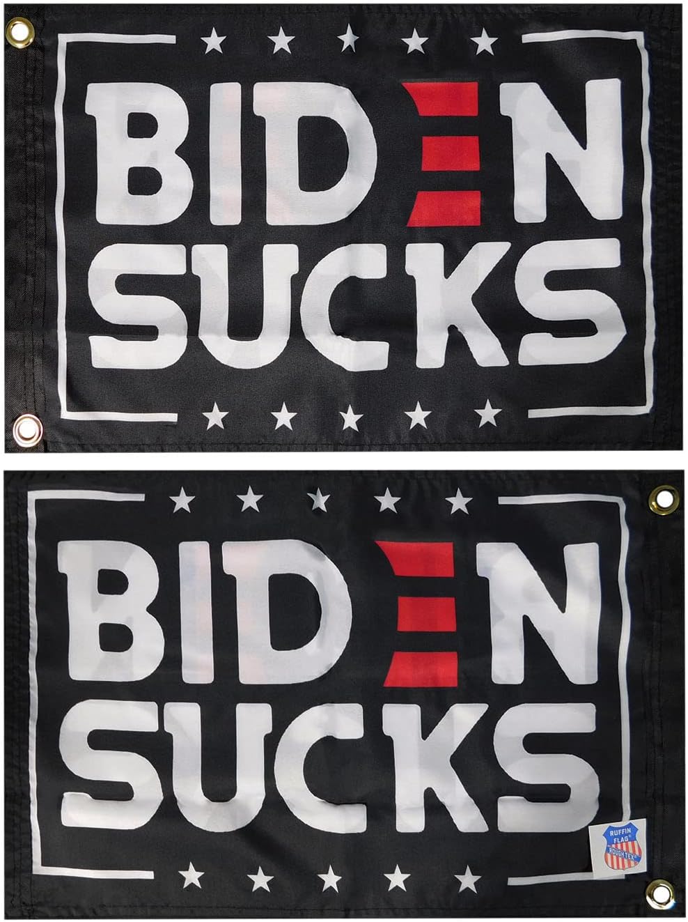 Biden Sucks Black Premium Quality Heavy Duty Fade Resistant 12x18 12x18 Double Sided 100D Woven Poly Nylon Boat Flag Banner Grommets With Black Header