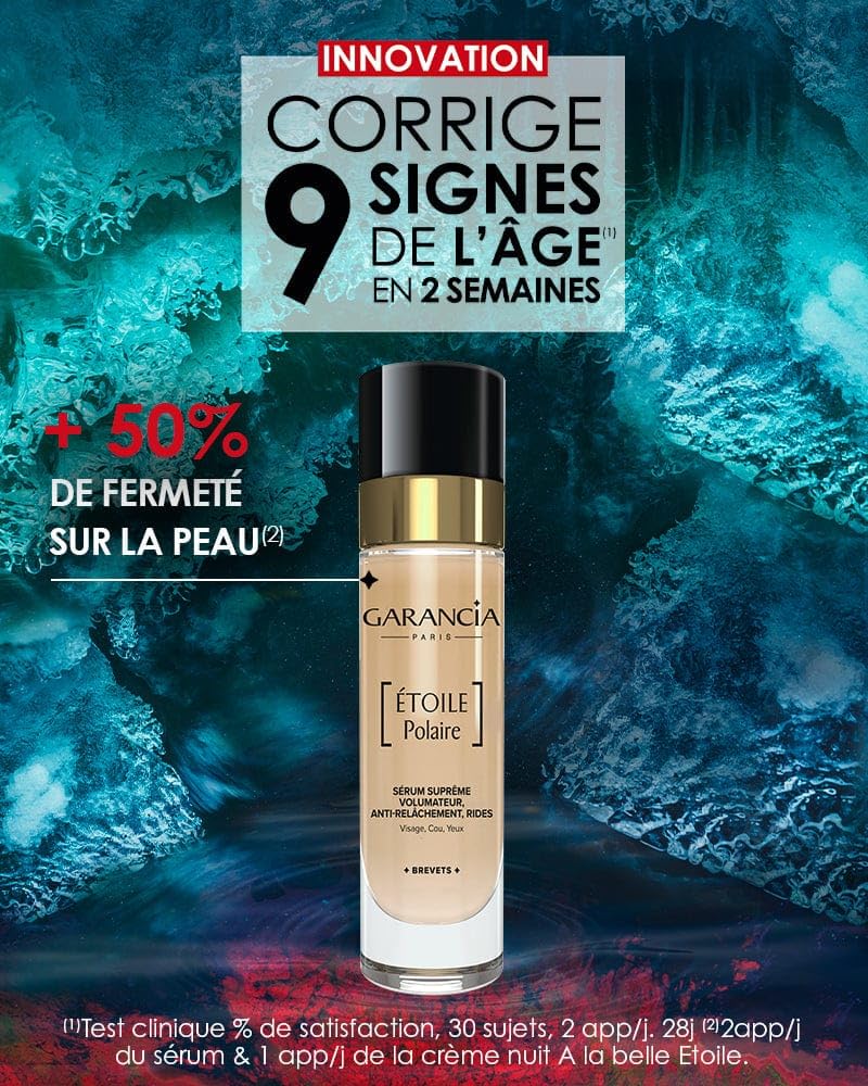 Garancia Étoile Polaire Sérum Méno-Expert Peptide Anti-Rides Fermeté 30ml | Visage, cou et yeux. Peptide Lipovolume, Edelweiss et acide hyaluronique, +50% fermeté, 9 signes corrigés