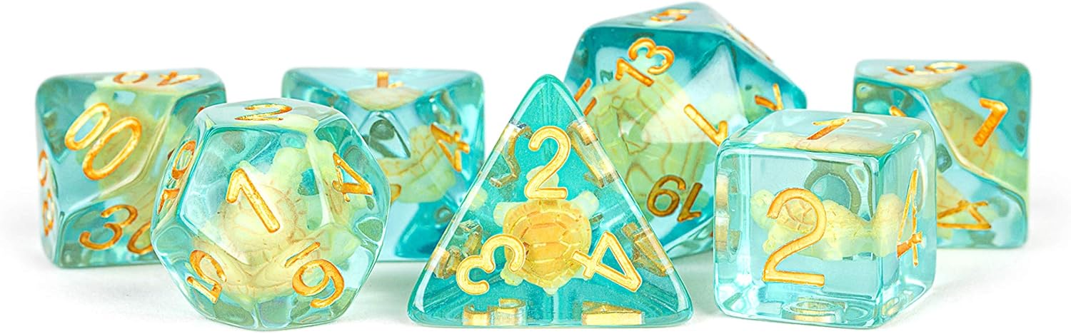 FanRoll 16mm Resin Poly DND Dice Set: Turtle Dice, Role Playing Game Dice for Dungeons and Dragons
