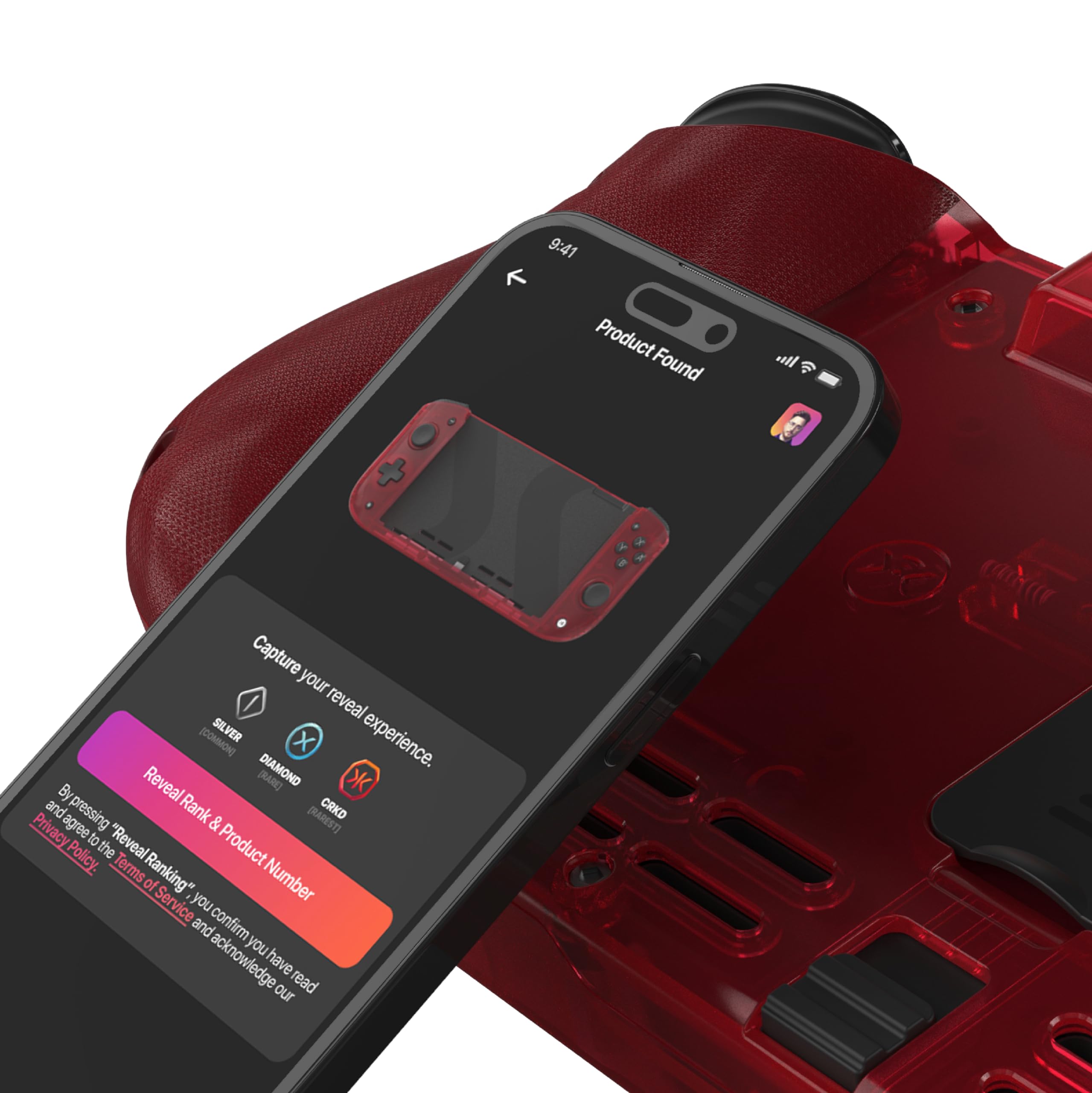 CRKD Nitro Deck Crystal Collection avec étui de transport – Deck portable professionnel avec dérive zéro bâton pour Nintendo Switch et Switch OLED (rouge atomique)